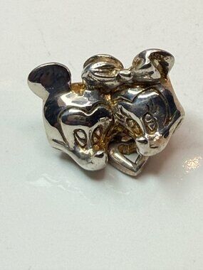 Retired Disney Chamilia Mickey Minnie Mouse Heart Sterling Silver Charm